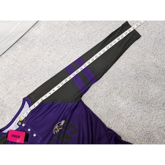 FOCO Baltimore Ravens Henley Shirt NFL Team Apparel Mens Medium Purple Black NWT - Picture 9 of 13